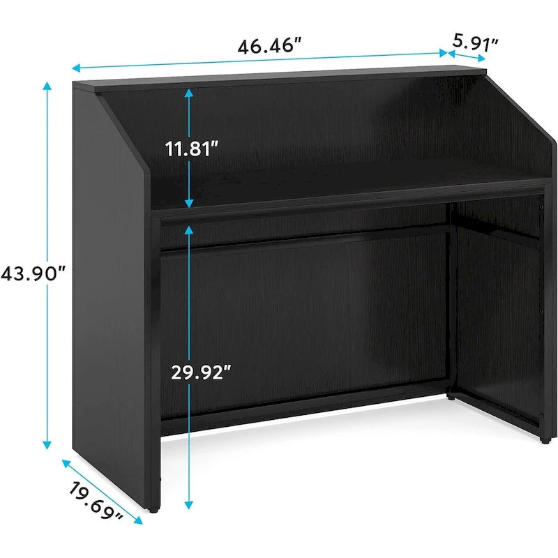 47 inch Reception Desk with Cable Grommet, Modern Front Desk Retail Counter for Checkout, Lobby, Beauty Salon