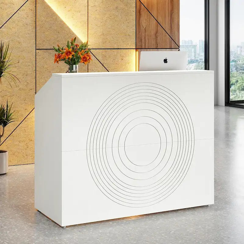 47 inch Reception Desk with Cable Grommet, Modern Front Desk Retail Counter for Checkout, Lobby, Beauty Salon