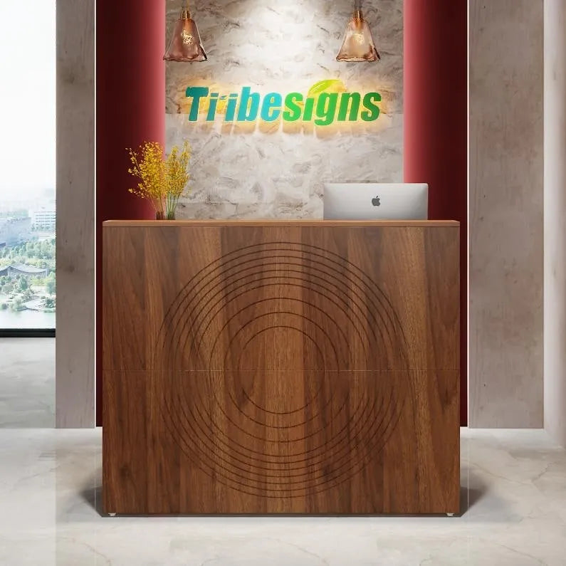 47 inch Reception Desk with Cable Grommet, Modern Front Desk Retail Counter for Checkout, Lobby, Beauty Salon