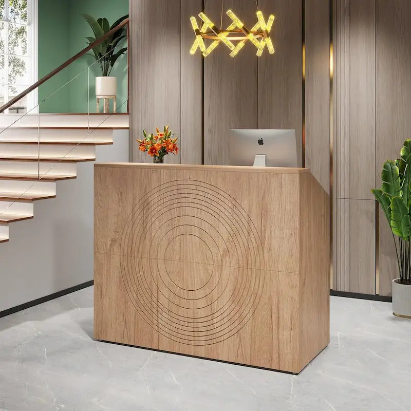 47 inch Reception Desk with Cable Grommet, Modern Front Desk Retail Counter for Checkout, Lobby, Beauty Salon