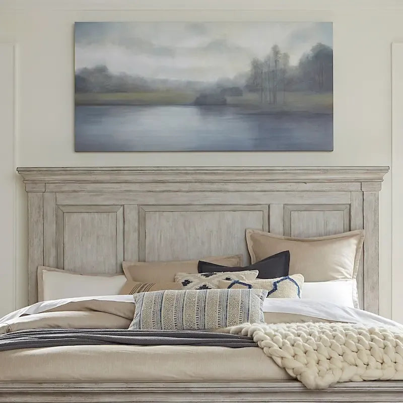 Antique White Tobacco King Bed Panel Headboard