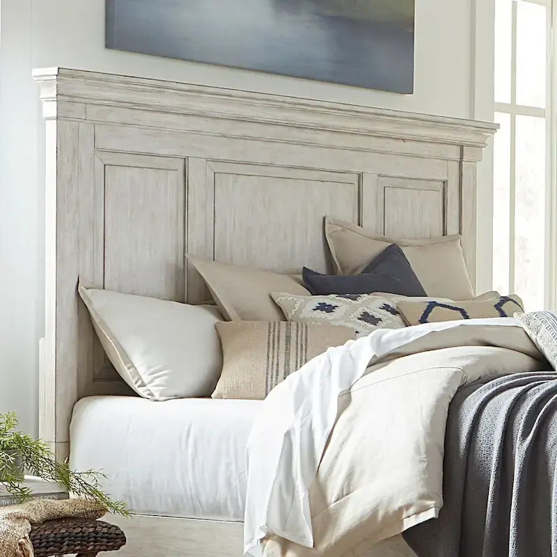 Antique White Tobacco King Bed Panel Headboard
