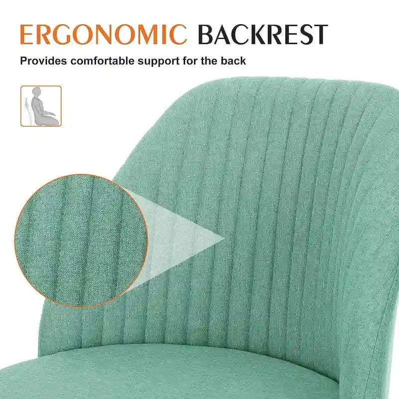 Office Chair with Wheels, Adjustable Height Fabric Upholstered Computer Desk Chair Swivel