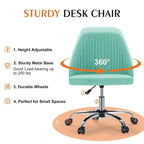 Office Chair with Wheels, Adjustable Height Fabric Upholstered Computer Desk Chair Swivel