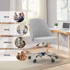 Office Chair with Wheels, Adjustable Height Fabric Upholstered Computer Desk Chair Swivel
