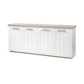 Light Brown & White Solid Wood w/ 4 Cabinet Door Sideboard