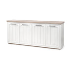 Light Brown & White Solid Wood w/ 4 Cabinet Door Sideboard