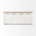 Light Brown & White Solid Wood w/ 4 Cabinet Door Sideboard
