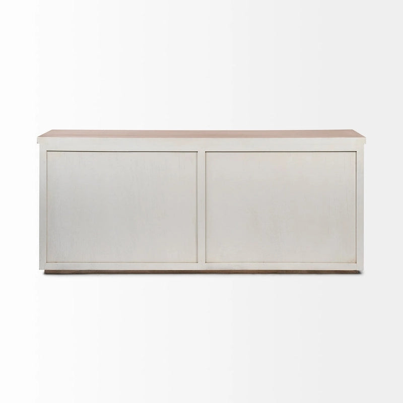 Light Brown & White Solid Wood w/ 4 Cabinet Door Sideboard