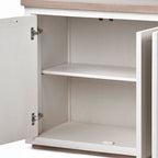 Light Brown & White Solid Wood w/ 4 Cabinet Door Sideboard
