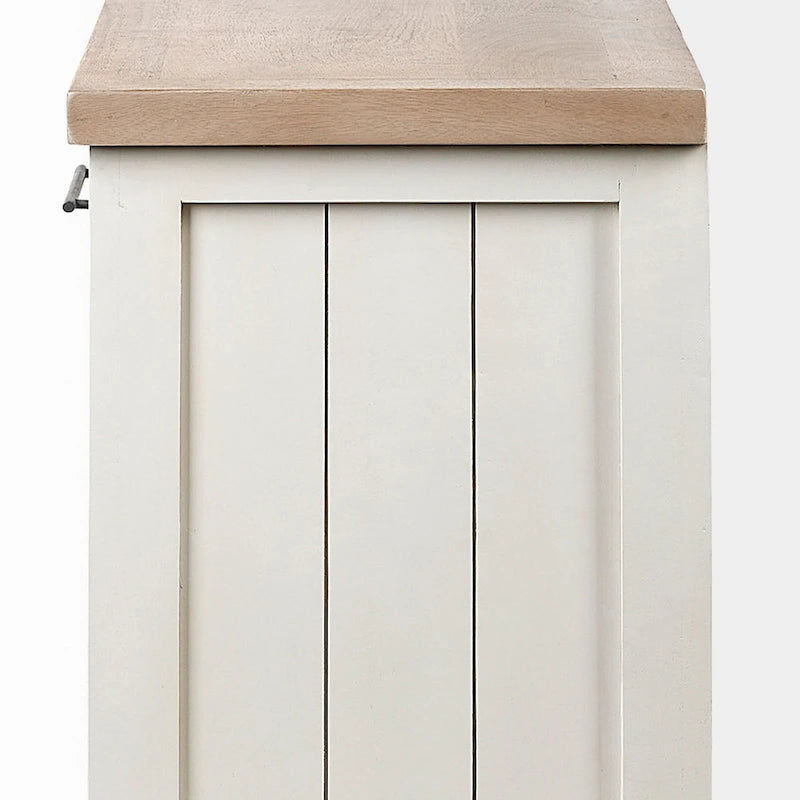 Light Brown & White Solid Wood w/ 4 Cabinet Door Sideboard