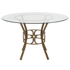 48 Round Glass Dining Table with Crescent Style Metal Frame