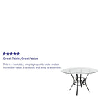 48 Round Glass Dining Table with Crescent Style Metal Frame