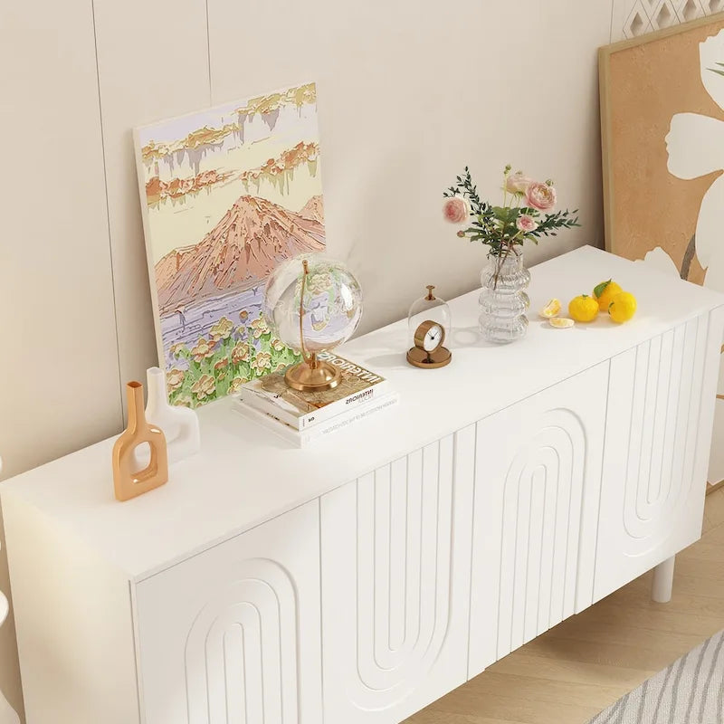 Storage Sideboard Cabinet with 4 Doors Buffet Sideboard End Table - 63.2W