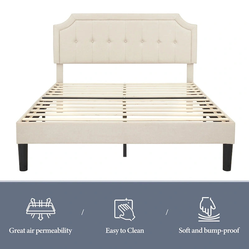 Upholstered Platform Bed frames with Adjustable Headboard
