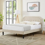Upholstered Platform Bed frames with Adjustable Headboard