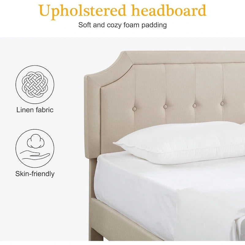 Upholstered Platform Bed frames with Adjustable Headboard