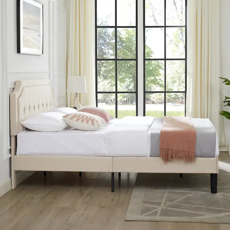 Upholstered Platform Bed frames with Adjustable Headboard