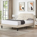 Upholstered Platform Bed frames with Adjustable Headboard