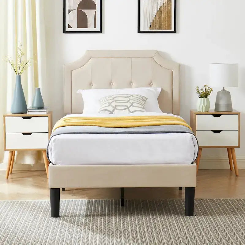 Upholstered Platform Bed frames with Adjustable Headboard