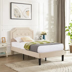 Upholstered Platform Bed frames with Adjustable Headboard