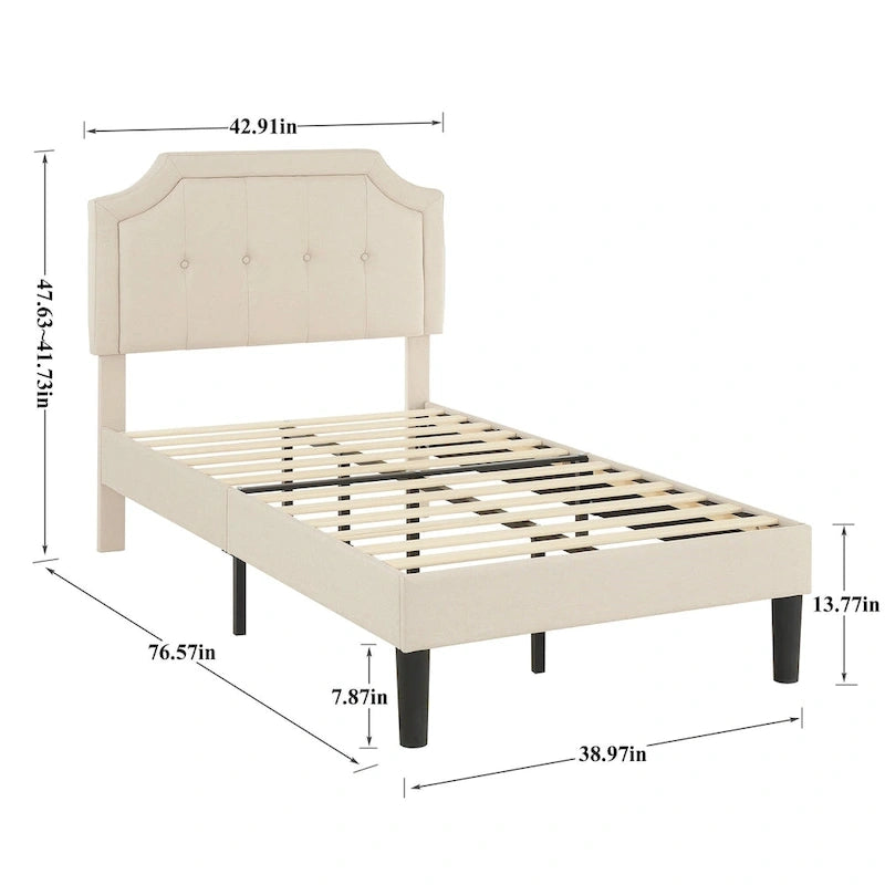Upholstered Platform Bed frames with Adjustable Headboard