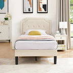Upholstered Platform Bed frames with Adjustable Headboard