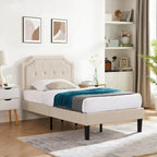 Upholstered Platform Bed frames with Adjustable Headboard
