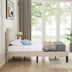 Upholstered Platform Bed frames with Adjustable Headboard
