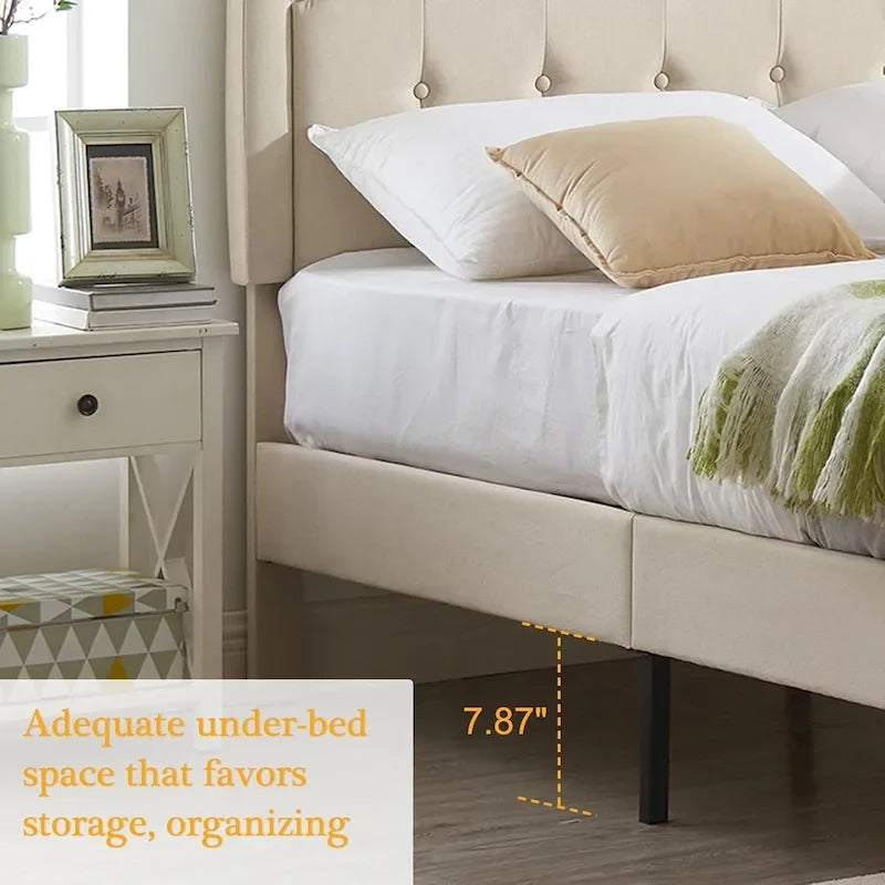Upholstered Platform Bed frames with Adjustable Headboard