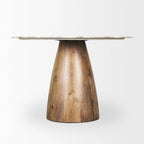 Round Medium Brown w/ Pink Marble Pedestal Dining Table - 42.0L x 42.0W x 30.0H
