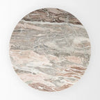 Round Medium Brown w/ Pink Marble Pedestal Dining Table - 42.0L x 42.0W x 30.0H