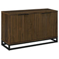 47-Zoll-Sideboard, Konsolenschrank mit 4 Türen, geschnitzten Paneelen, Schwarz und Braun