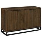 47-Zoll-Sideboard, Konsolenschrank mit 4 Türen, geschnitzten Paneelen, Schwarz und Braun