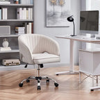Velvet Office Chair with Tufted Barrel Back and Rolling Wheels