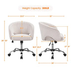 Velvet Office Chair with Tufted Barrel Back and Rolling Wheels