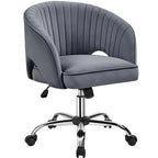 Velvet Office Chair with Tufted Barrel Back and Rolling Wheels