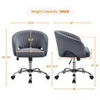 Velvet Office Chair with Tufted Barrel Back and Rolling Wheels