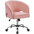 Velvet Office Chair with Tufted Barrel Back and Rolling Wheels