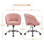 Velvet Office Chair with Tufted Barrel Back and Rolling Wheels
