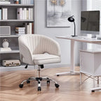 Velvet Office Chair with Tufted Barrel Back and Rolling Wheels