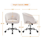 Velvet Office Chair with Tufted Barrel Back and Rolling Wheels