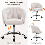 Velvet Office Chair with Tufted Barrel Back and Rolling Wheels