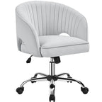 Velvet Office Chair with Tufted Barrel Back and Rolling Wheels