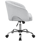 Velvet Office Chair with Tufted Barrel Back and Rolling Wheels