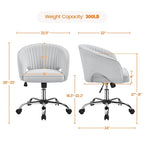 Velvet Office Chair with Tufted Barrel Back and Rolling Wheels
