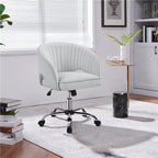 Velvet Office Chair with Tufted Barrel Back and Rolling Wheels