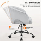 Velvet Office Chair with Tufted Barrel Back and Rolling Wheels