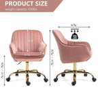 Modern Velvet 360 Degree Swivel Office Chair with Gold Base