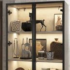 Display Storage Cabinet Showcase with Glass Doors and LED Light